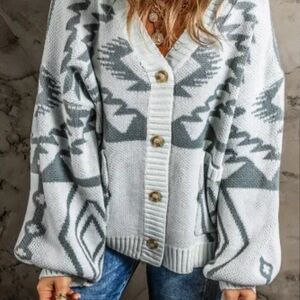 Gray Patterned Women's Sweater